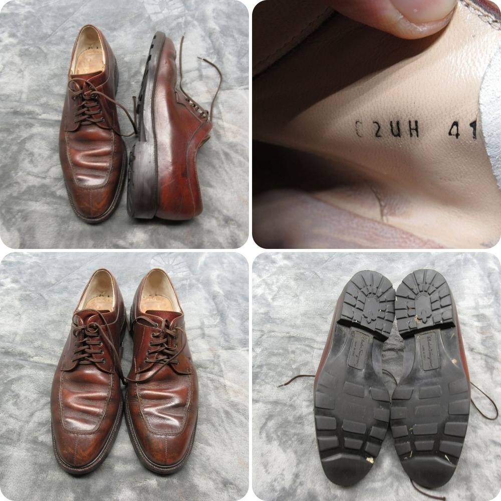 Salvatore Ferragamo Dress Shoes Mens 8 US 41 EU Brown Leather Lace-Up Italy Made
